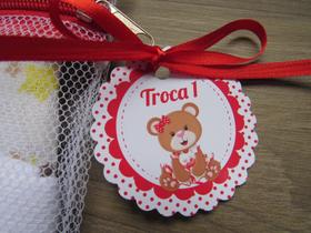 Saquinho Maternidade C/ Zíper Vermelho 6 Unidades + 6 Tag Ursa Vermelha