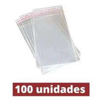 Saquinho Plástico com Cola Aba Adesivada Transparente 10cm x 15cm Envelope 100 Unidades