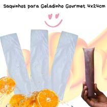 Saquinhos 4x24cm para gelinho, geladinho, farofa transparente saco pe
