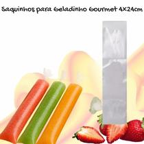 Saquinhos 4x24cm para gelinho, geladinho, farofa transparente saco pe