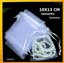 Saquinhos De Organza 10x13 Branco Fita Cetim 50 PEÇAS