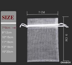 Saquinhos de organza Branco Fita cetim 7X9 CM (100 Unidades)