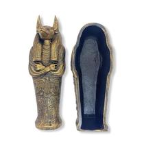 Sarcófago Deus Egípcio Anubis Dourado Em Resina 17,5Cm - Bialluz Presentes