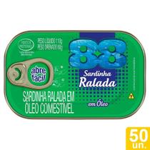 Sardinha 88 Ralada em Óleo Comestível 110g - Embalagem com 50 Unidades Sardinha 88 Ralada em Óleo Comestível 110g - Embalagem com 50 Unidades