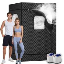 Sauna a vapor portátil Manastin para 2 pessoas com 2 cadeiras pretas
