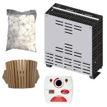 Sauna Seca 4kw para até 6m³ + Quadro Analógico + Seixo + Luminária - Sodramar. Sauna Seca 4kw para até 6m³ + Quadro Analógico + Seixo + Luminária - Sodramar.