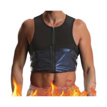 Sauna terno para homens cintura trainer colete zíper corpo shaper com regata suor treino trimmer