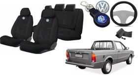 Saveiro Retro Luxe: Capas de Tecido para Bancos 1982-1997 + Volante + Chaveiro VW Saveiro Retro Luxe: Capas de Tecido para Bancos 1982-1997 + Volante + Chaveiro VW