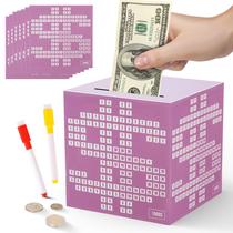 Savings Challenge Box Primo Lines Purple Piggy Bank Girl