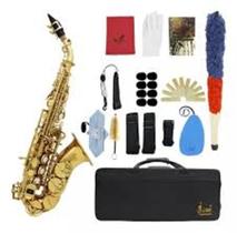 Sax soprano Slade curvo dourado laqueado completo