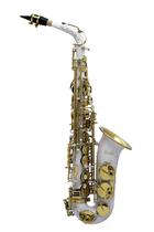 Saxofone Alto Mib Branco co chaves Dourado Halk Completo