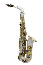 Saxofone Alto Mib Branco co chaves Dourado Halk Completo