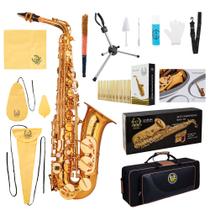 Saxofone Alto Rhythm Eb com estojo, kit de limpeza e suporte