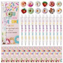 Sayglossy, 12 conjuntos de canetas esferográficas Donut, conjunto de presente com ornamentos Sayglossy, 12 conjuntos de canetas esferográficas Donut, conjunto de presente com ornamentos