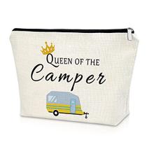 Sazuwu Happy Camper Gifts Makeup Bags Camping Amover Gifts for Women Cosmetic Bag Vacation Gift Birthday Mother's Day Gift Cute Motorhome Outdoor Gifts Christmas Gifts Cosmetic Travel Bag Makeup Pouch