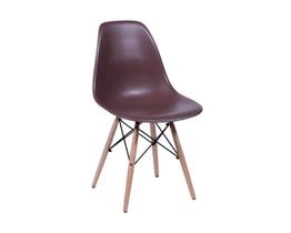 Sc-001-k - cadeira decor assento em pp na cor cafe, base estilo eiffel madeira