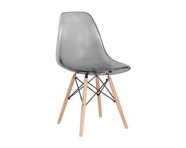 Sc-001p-c - cadeira decor assento em acrilico na cor cinza, base estilo eiffel madeira