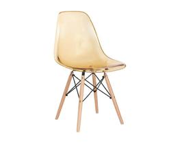 Sc-001p-t - cadeira decor assento em acrilico na cor ambar, base estilo eiffel madeira