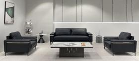 Sc-8803 conjunto internacional sofá 2,07m com 2 poltronas - material ecológico preto escritório sala consultório