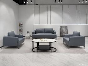 Sc-9909 conjunto internacional sofá 1,93m com 2 poltronas - material ecológico azul escuro - escritório sala consultório