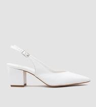 Scarpin Aberto Slingback Noiva Couro Branco CBK Scarpin Aberto Slingback Noiva Couro Branco CBK