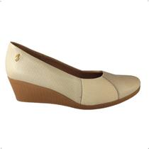 Scarpin Anabela Usaflex ortopédico Joanete couro AA3813