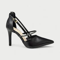 Scarpin Bebecê Salto Fino Com Strass Preto Scarpin Bebecê Salto Fino Com Strass Preto