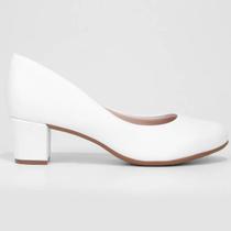 Scarpin Beira Rio Boneca Salto Bloco Baixo - Branco