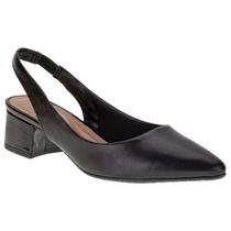 Scarpin Beira Rio Casual Salto Baixo Grosso Bico Fino Feminino Preto