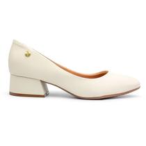 Scarpin bico redondo salto grosso Vizzano Off White 1346.100