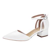 Scarpin Branco Cetim Noiva Salto Baixo Grosso Duani Scarpin Branco Cetim Noiva Salto Baixo Grosso Duani