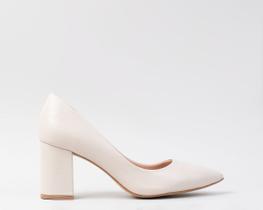 Scarpin CBK Salto Alto Grosso Couro Nude