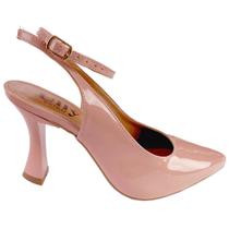 Scarpin Confort Rose Verniz e Regulagem com Fivela Salto Taça 8,5cm - ULLY