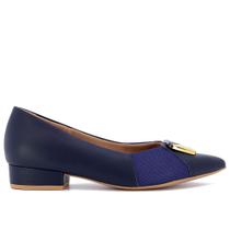 Scarpin Couro Azul Bico Fino