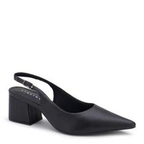 Scarpin Couro Elisa Slingback Salto Bloco Lia Line - preto Scarpin Couro Elisa Slingback Salto Bloco Lia Line - preto