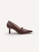 Scarpin Couro Mary Jane Marrom Scarpin Couro Mary Jane Marrom
