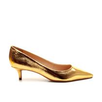 Scarpin Couro Ouro Salto Baixo Cecconello 2629001-11 Scarpin Couro Ouro Salto Baixo Cecconello 2629001-11