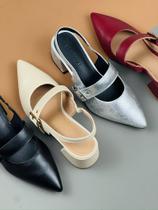 Scarpin couro usaflex bico fino