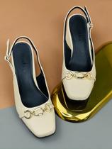 Scarpin couro usaflex salto bloco Scarpin couro usaflex salto bloco