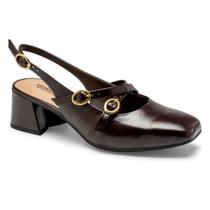 Scarpin Dakota Feminino Sapato Fivelas Salto Bloco D0081 Cor:RistrettoTamanho:38