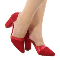 Scarpin Dravanna Salto Alto Bloco Chic Vermelho