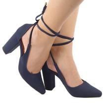 Scarpin Dravanna Salto Alto Bloco Toe Azul