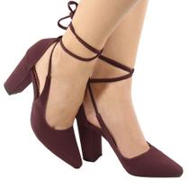 Scarpin Dravanna Salto Alto Bloco Toe Vinho