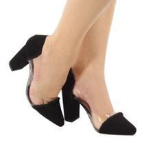 Scarpin Dravanna Salto Alto Bloco Vinil Preto Scarpin Dravanna Salto Alto Bloco Vinil Preto