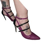 Scarpin Duo Color Com Três Fivelas