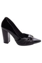 Scarpin em Verniz Preto - Salto Grosso 9 cm - Antiderrapante