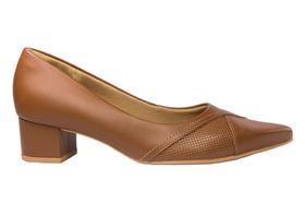 SCARPIN FEM BICO FINO EM COURO CANELA - Cód MM0504003