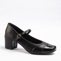 Scarpin Feminino Azzav Boneca Bicolor Off White e Preto Salto Grosso