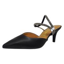Scarpin Feminino Baixo Strass Estilo Slingback Vizzano