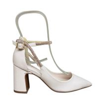 Scarpin feminino bebece com strass fivela